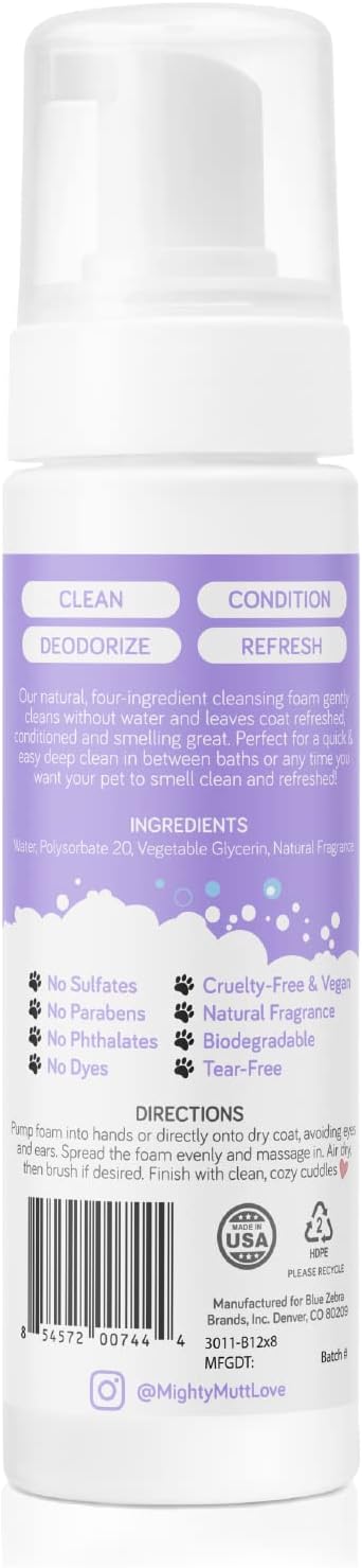Mighty Mutt Hypoallergenic Waterless Shampoo for Dogs | Dry Shampoo for Dogs | Waterless Foam No