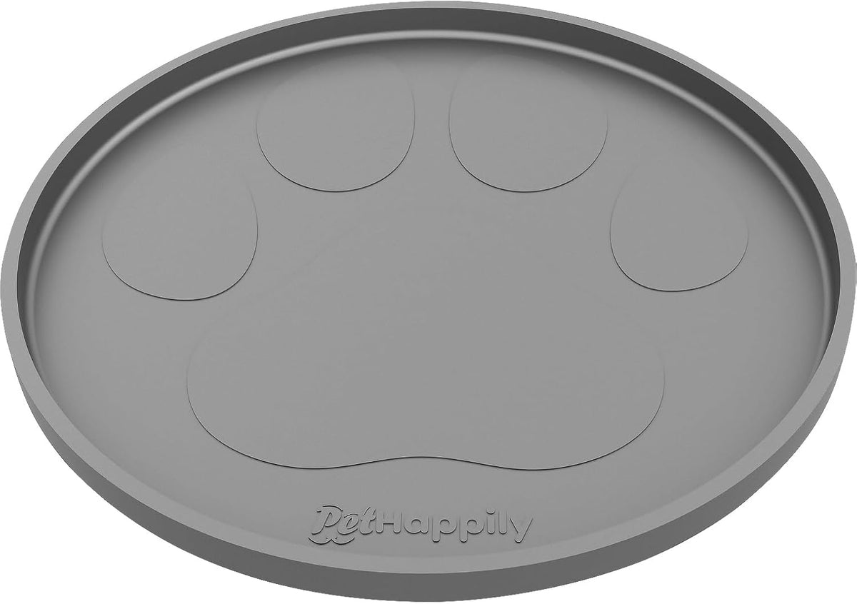 Dog Food Mat Round 10" - Raised Edges Dogs Mat for Food and Water Prevent Spill, Waterproof Cat