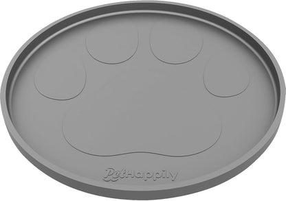 Dog Food Mat Round 10" - Raised Edges Dogs Mat for Food and Water Prevent Spill, Waterproof Cat