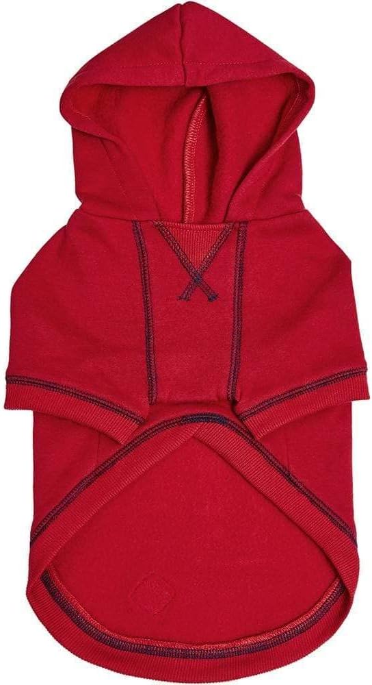 Blueberry Pet Essentials Soft & Comfy Better Basic Cotton Blend Dog Hoodie Sweatshirt in Red, Back