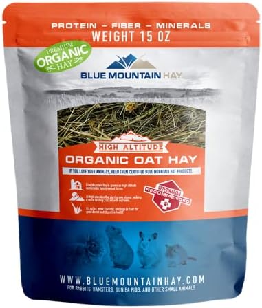 Blue Mountain Hay | Fresh Organic Oat Hay (15 Ounce) | Good for Sensitive Digestion | High-Altitude