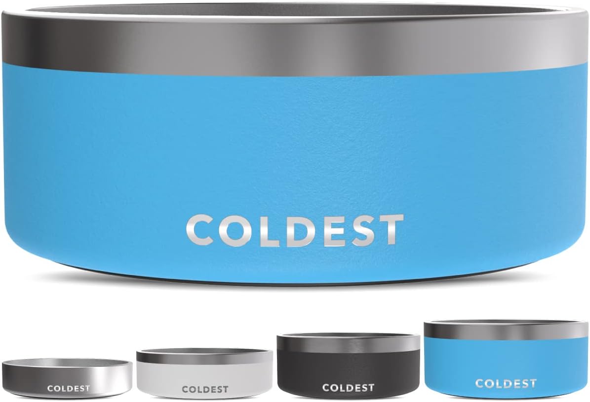 Coldest Dog Bowl - Anti Rust Metal, Non Slip, 3 Layers Insulated Stainless Steel Dog Bowls - Spill