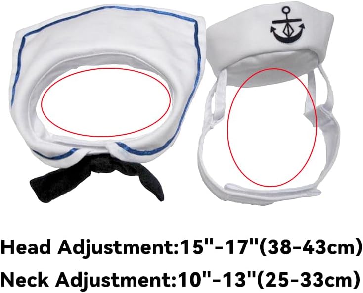 Enjoying Cat Sailor Costume, Halloween Small Dog Sailor Hat Outfit with Tie, Adjustable Pet Navy