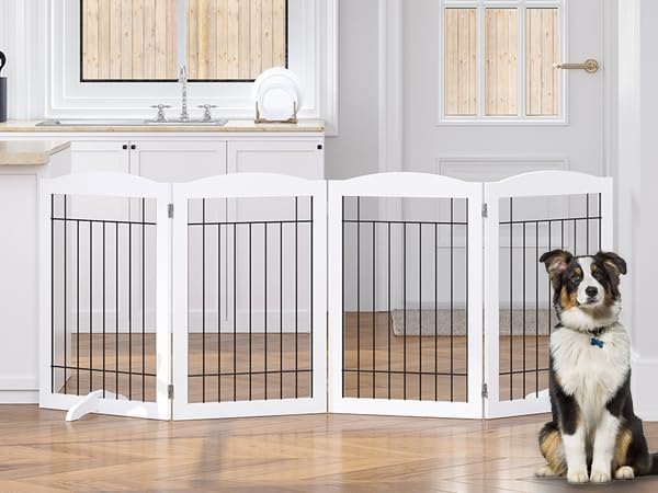 Spirich Free Standing Foldable Wire Pet Gate for Dogs, 80 inches Extra Wide, 30 inches Tall 4
