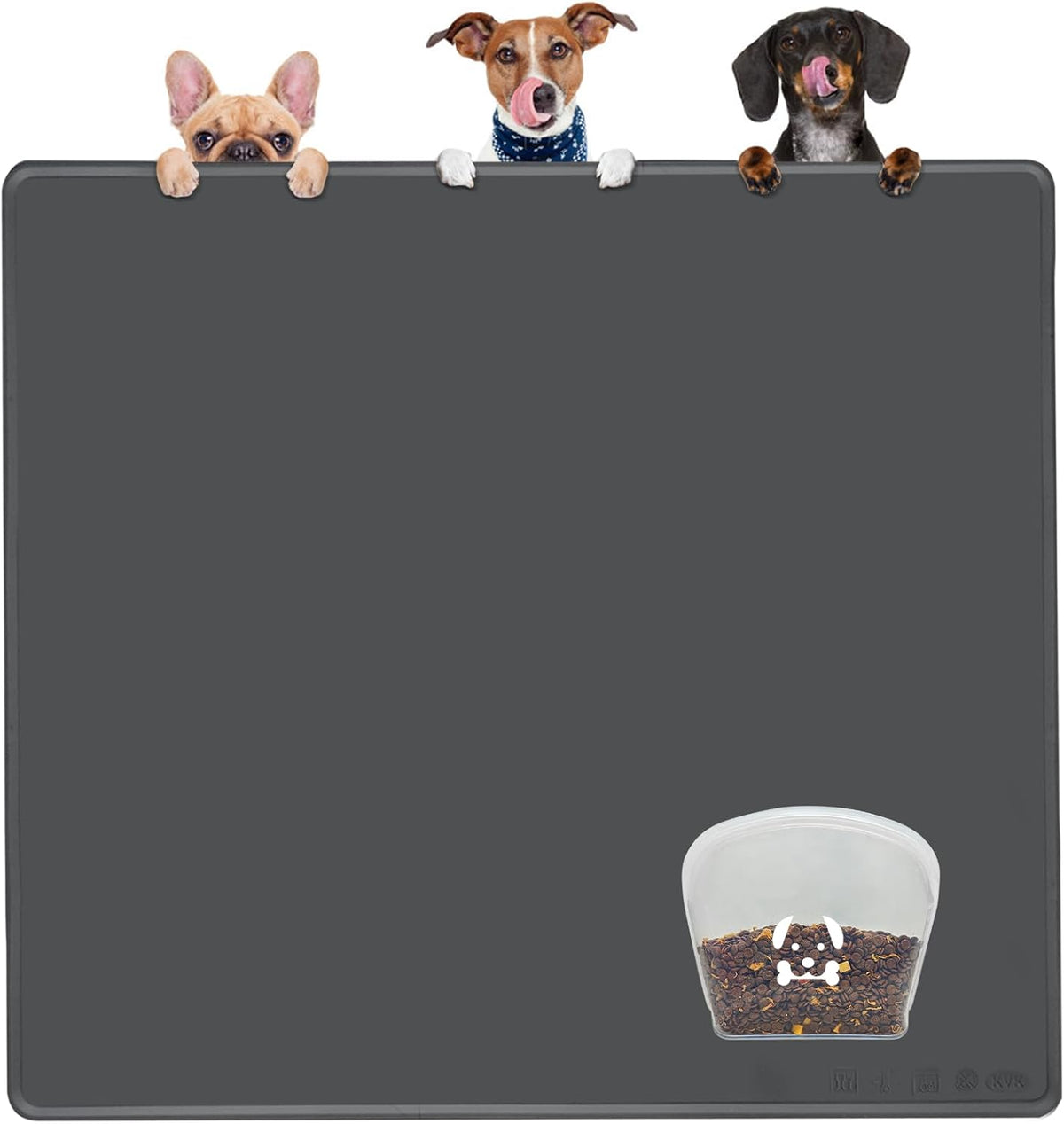 KVK Extra Extra Large Silicone Dog Food Mat 39.4×43.3in and 128oz Silicone Bag Set, Super Size
