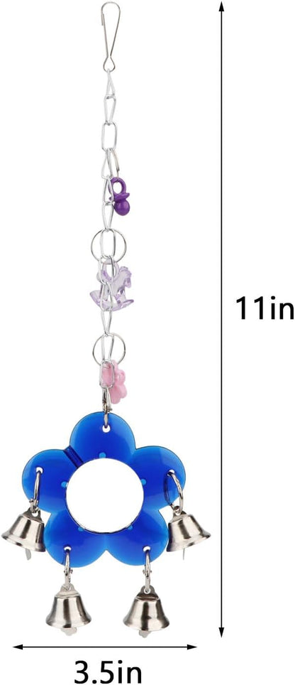 Hypeety Pet Bird Mirror with Bell Interactive Parrot Toy for Parrot Macaw African Greys Budgies