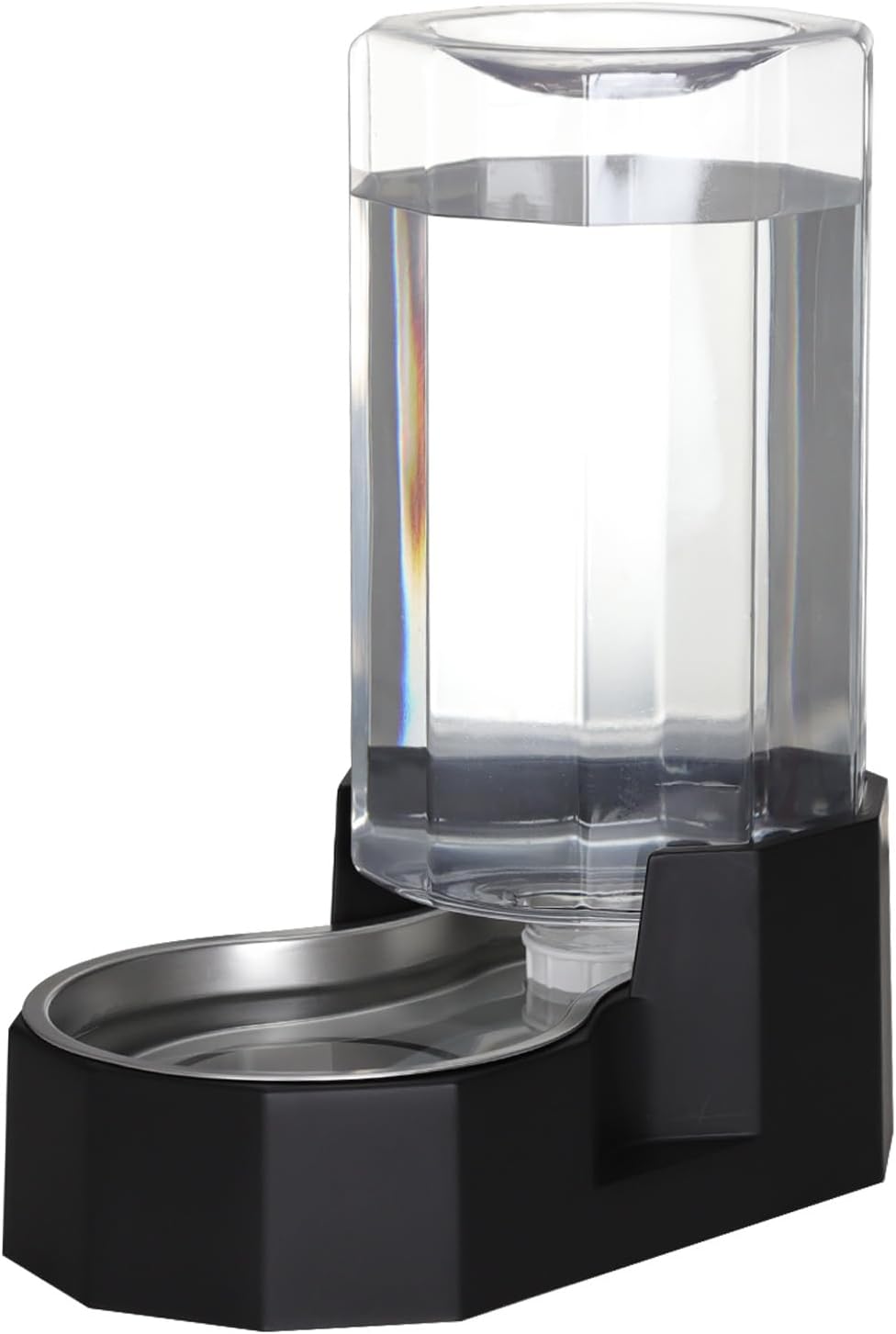 Sfozstra Large Dog Water Dispenser: 8L Automatic Black Water Feeder with Stainless Steel Bowl