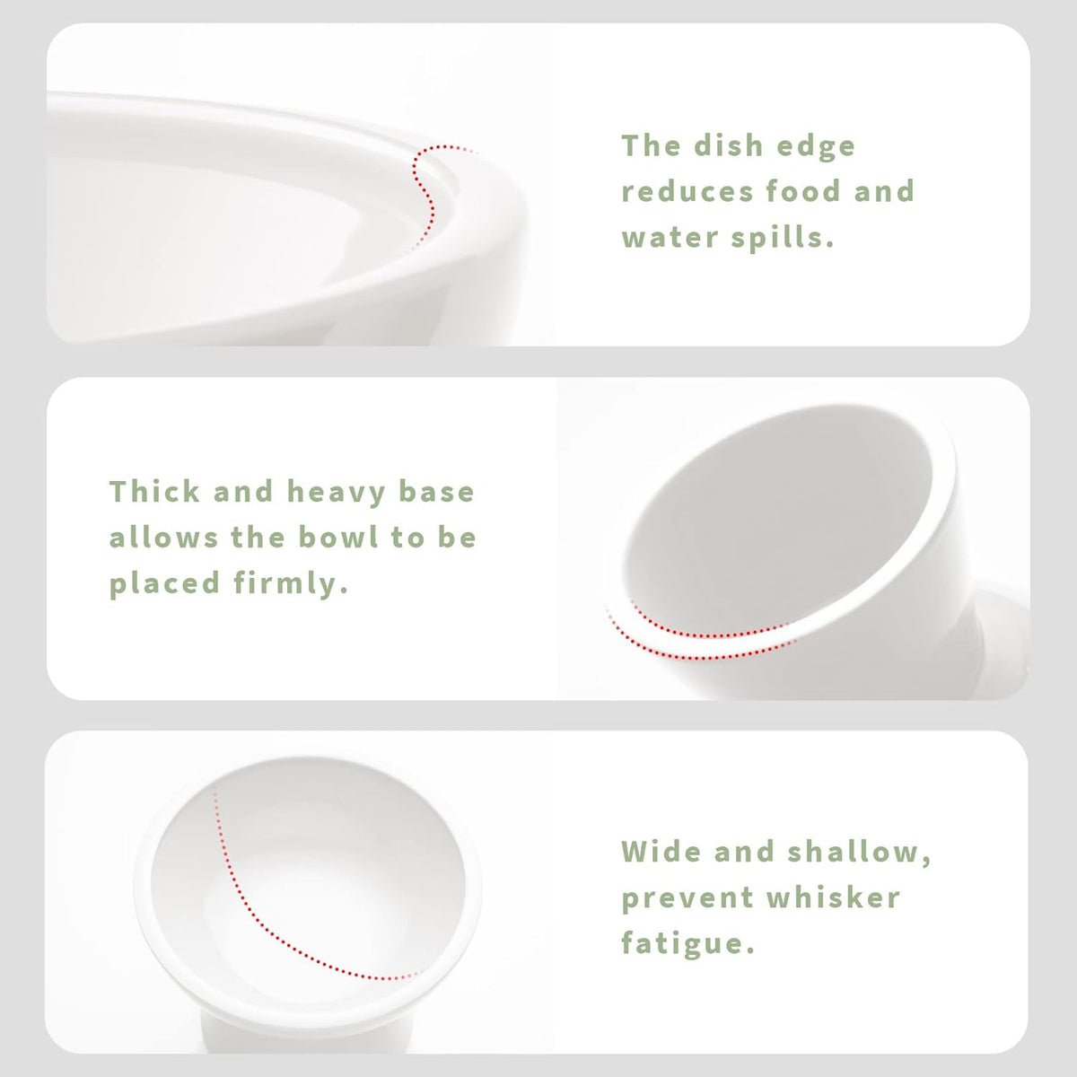 Extra Wide Elevated Ceramic Cat Bowl, 6.2" Shallow Dish for Whisker Fatigue Relief, 5" Height for