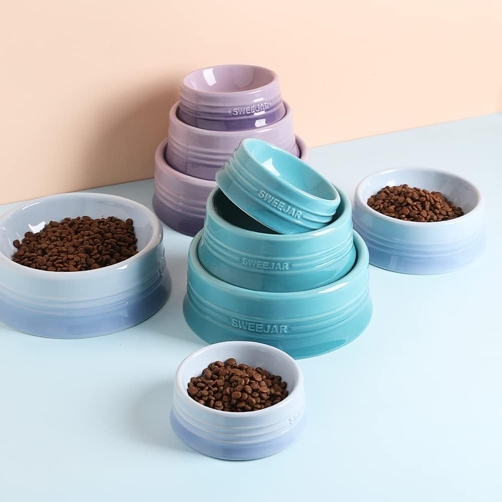 Sweejar Gradient Dog Bowl, Ceramic Dog Food Dish for Medium Dogs and Cat, Porcelain Pet Bowl for