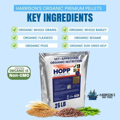 Harrison's Bird Foods HOPP Premium Pellets – Organic, Nutritionally Balanced Food for Small to