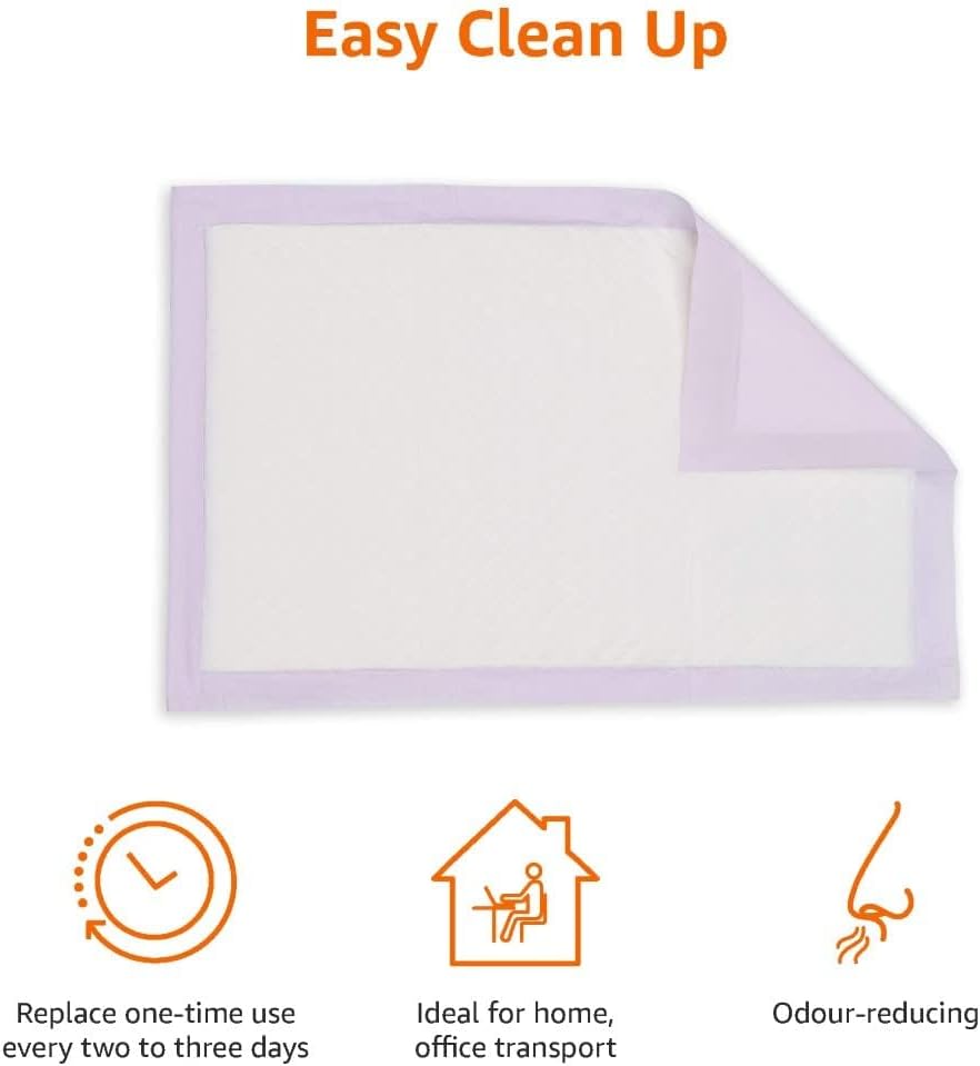 Amazon Basics Cat Pee Pads, 100 Count, Universal Fit for Litter Box, Odor Control with Lemon Scent