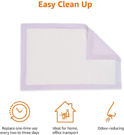 Amazon Basics Cat Pee Pads, 100 Count, Universal Fit for Litter Box, Odor Control with Lemon Scent