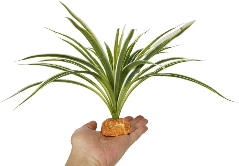 Artificial Spider Plants, Reptile Terrarium Decor, Bearded Dragon Tank Accessories fit Crested