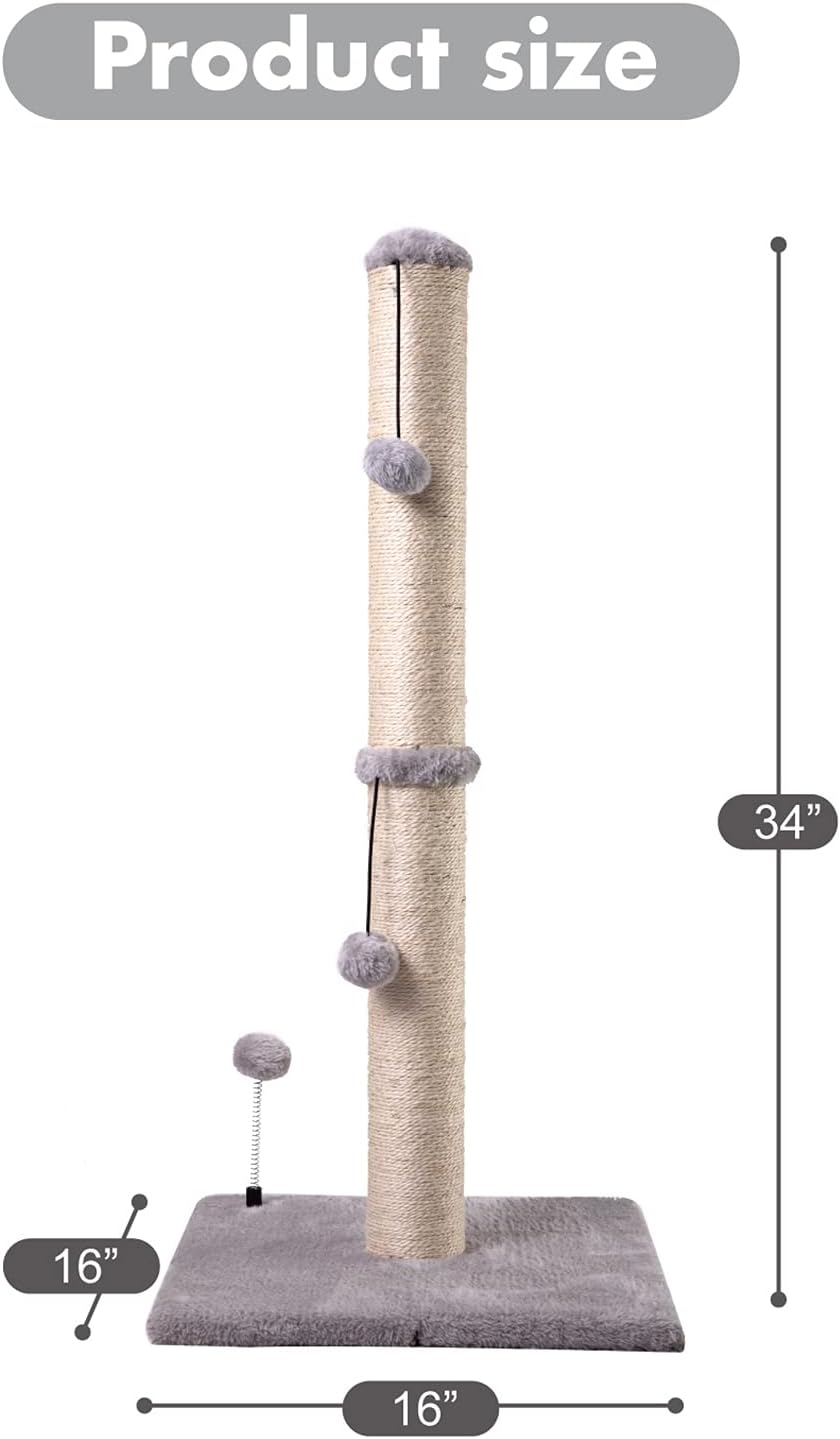 MECOOL 34“ Tall Cat Scratching Post Premium Basics Kitten Scratcher Sisal Scratch Posts Trees with