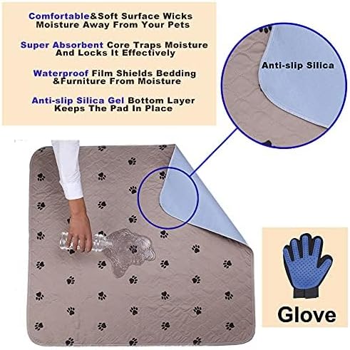 Washable Dog Pee Pads with Puppy Grooming Gloves,Puppy Pads,Reusable Pet Training Pads,Large Dog