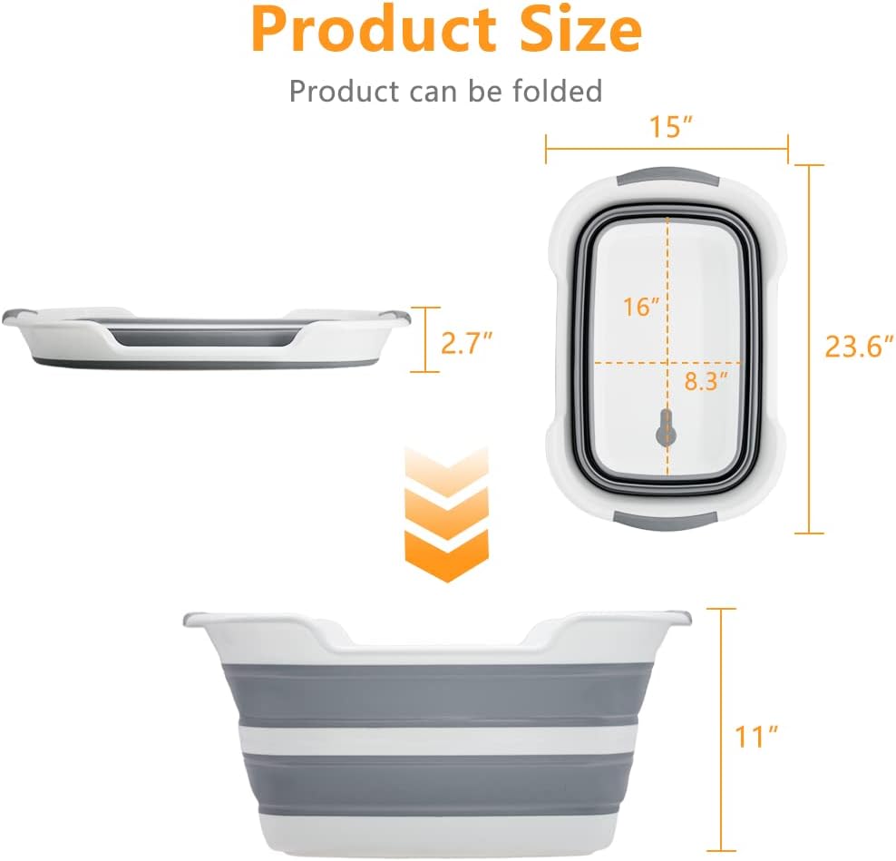 Collapsible Pet Bathtub, 7.1 Gal (27L) - Foldable Bathing Tub with Drain Plug for Dogs & Cats Under