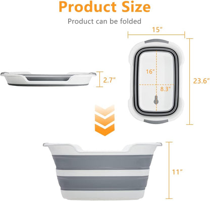 Collapsible Pet Bathtub, 7.1 Gal (27L) - Foldable Bathing Tub with Drain Plug for Dogs & Cats Under
