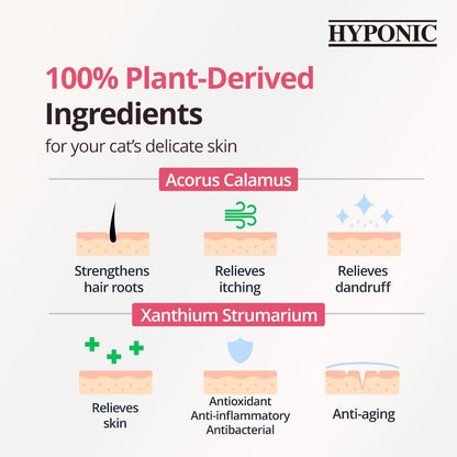 HYPONIC Hypoallergenic Premium Shampoo for All Cats (Unscented, 10.14 oz) - Fragrance Free Cat