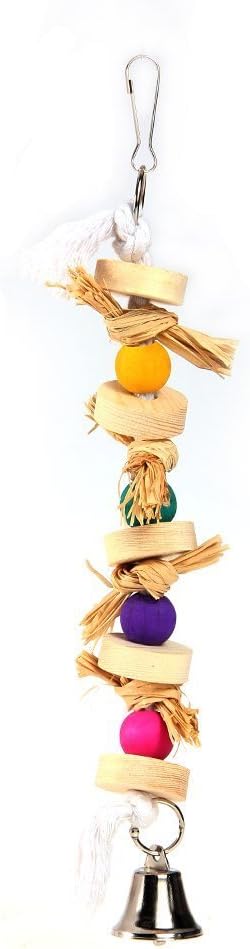 Hypeety Parrot Pet Bird Chew Bird Toys Parakeet Toys Wooden Straw with Bell Cage Swing Toys Bird