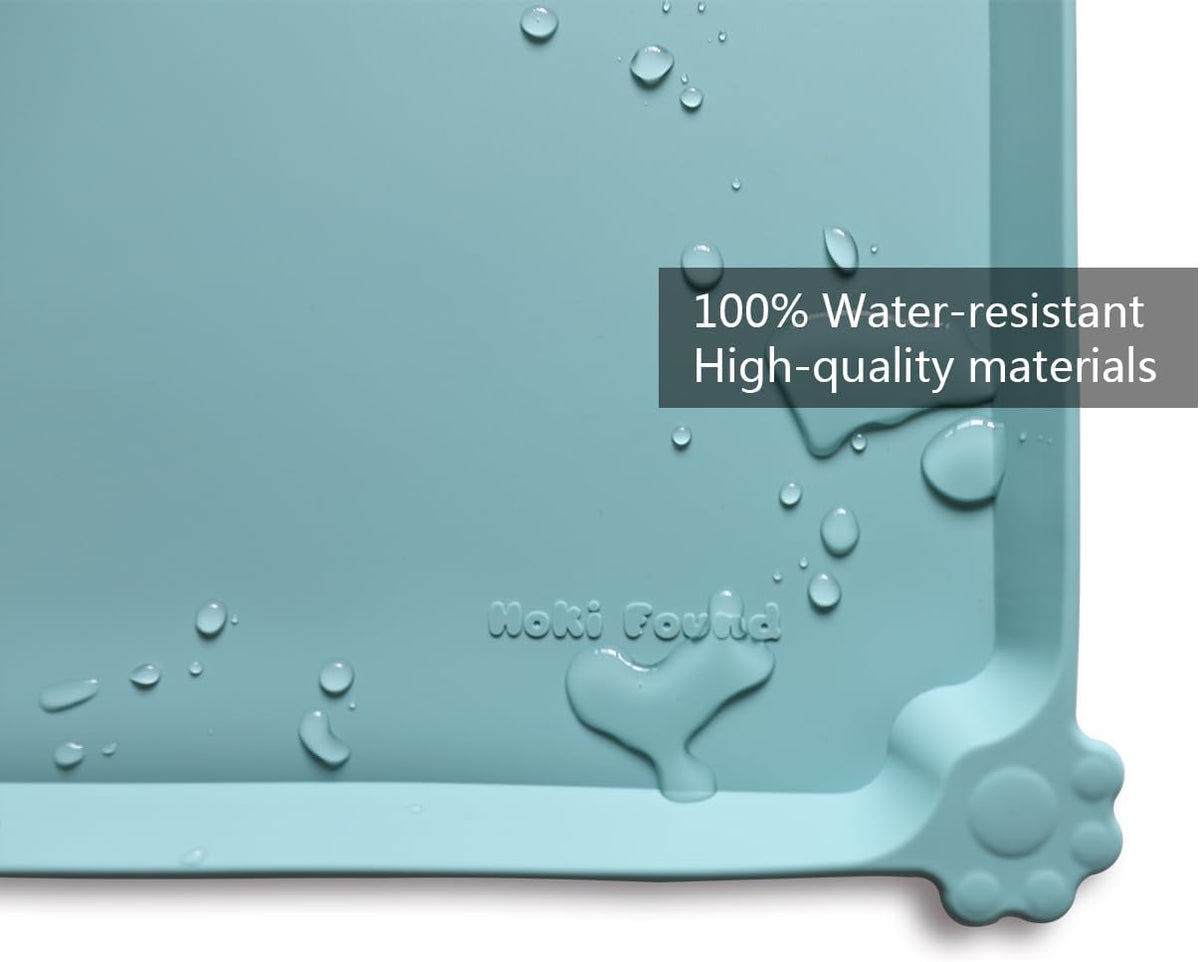 Hoki Found L Silicone Non Slip Pet Food Tray - Dog Cat Bowl Mats - Waterproof Dog Cat Food Mats for