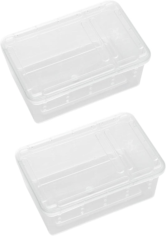 OMEM Portable Reptile Terrarium Habitat for Mini Pet Houses Breathable Holes Stackable Container