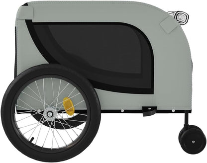 Tidyard Pet Bike Trailer Gray and Black Oxford Fabric and Iron Pet Bicycle Carrier, Animal Bike