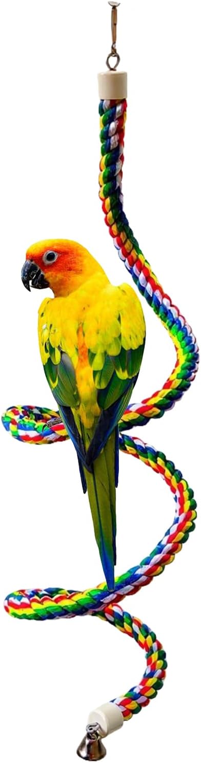 Bird Rope Perch & Birds Swing Set - Bird cage Accessories, 40‘’ Rope perches for Conures