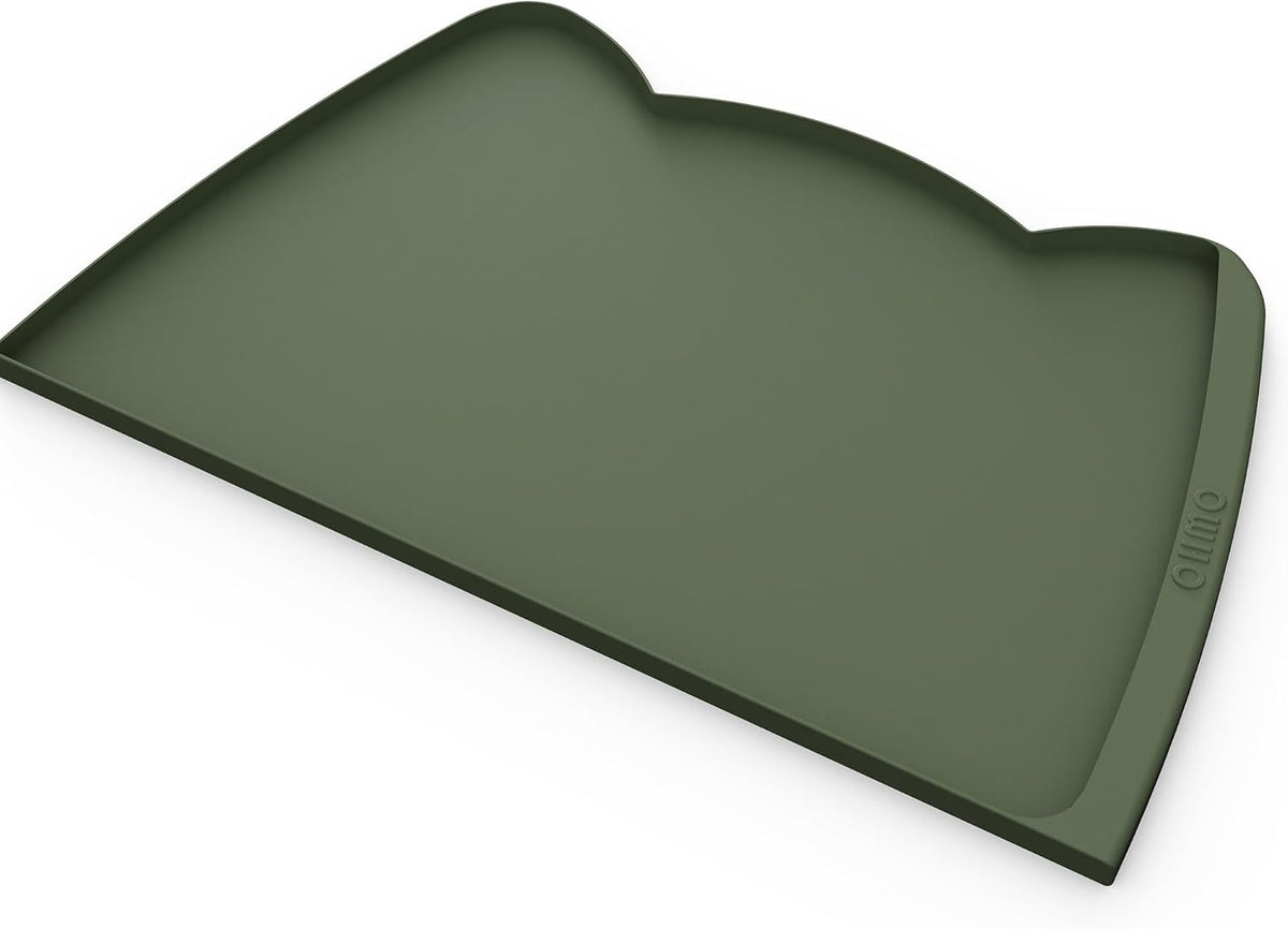 OHMO Dog Food Mat(Camo Green, 24 * 15'') w/Residue Collection Pocket Silicone Pet Feeding Mat for