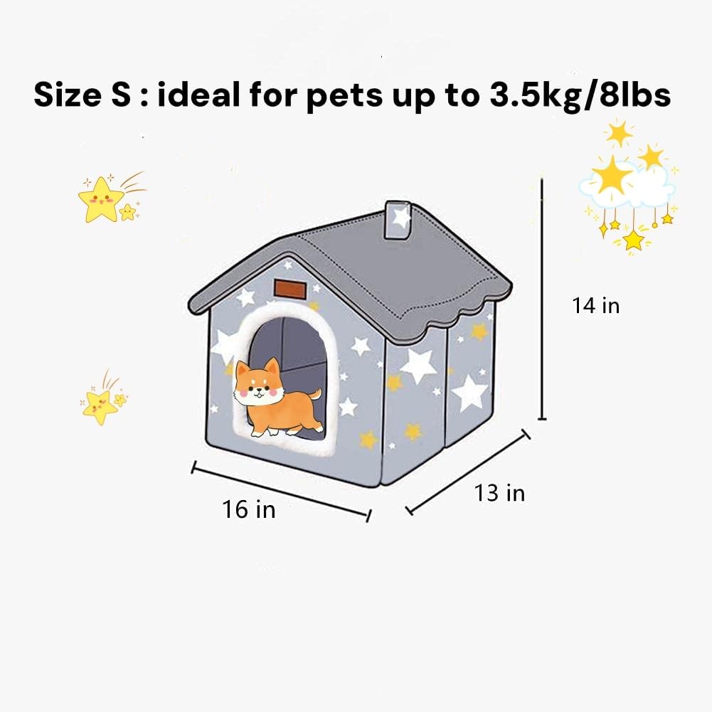 Scnbom Dog House Indoor Puppy Cave Cat Nest Kennel Pet Bed Portable Memory Sponge Foldable Houses
