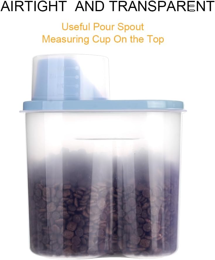 GreenJoy 2 Pack 2lb/2.5L Pet Food Storage Container with Measuring Cup, Can Covers and Bowl for