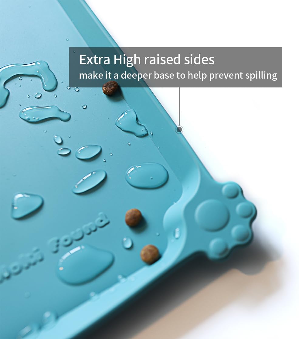 Hoki Found L Silicone Pet Food Mats Tray - Non Slip Pet Dog Cat Bowl Mats Placemat - Dog Pet Cat
