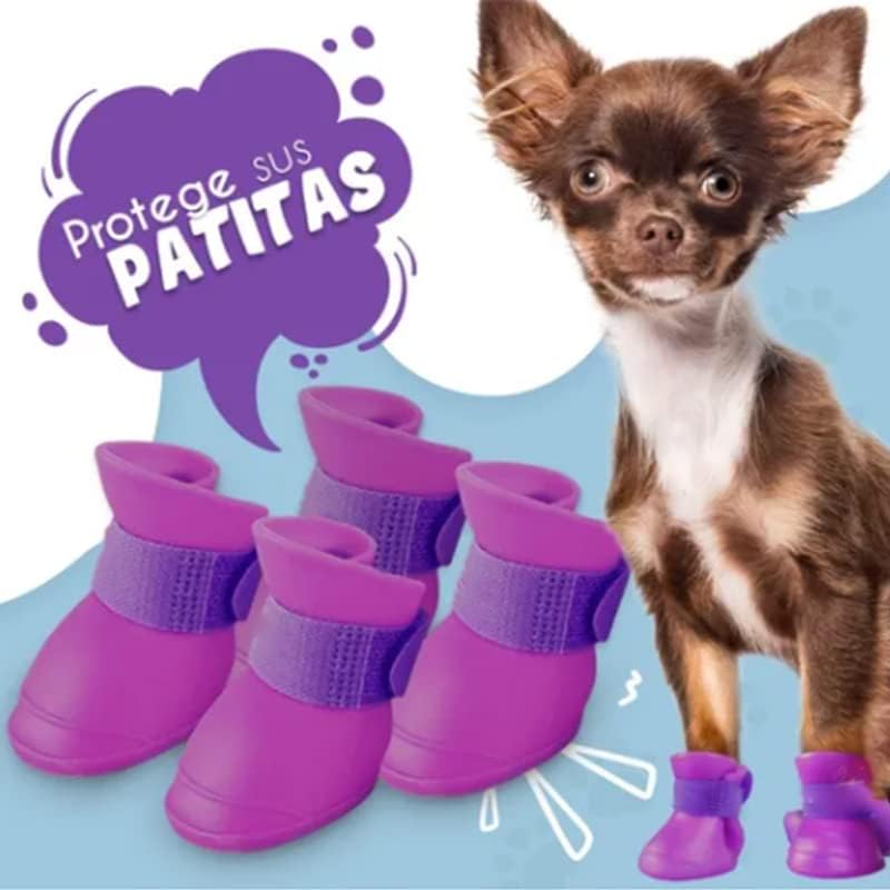 4Pcs Silicone Dog Boots, All Weather Non Slip Dog Rainshoes Boots Shoes for Hot Pavement, Snow