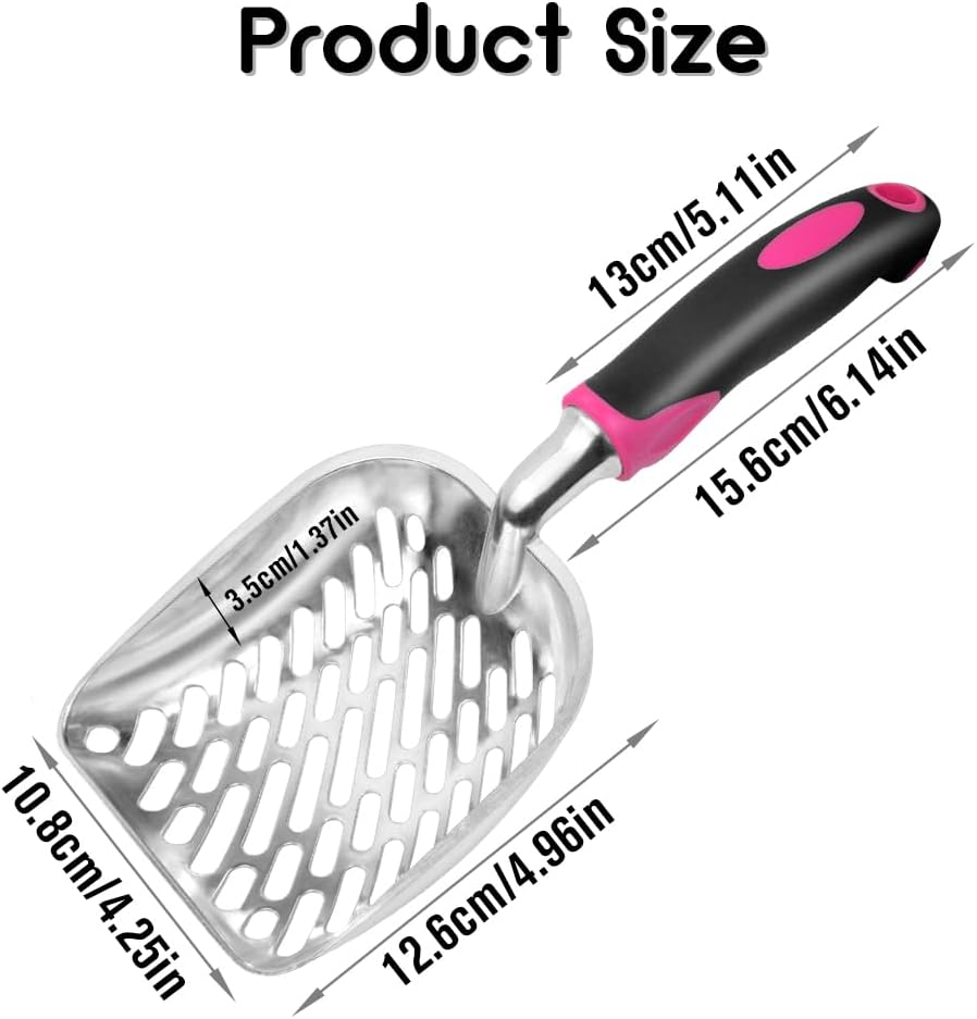 Cat Litter Scoop-Metal Cat Scooper-Long Handle Scoop,Cat Scooper-Poop Sifting-Mesh Shovel-Suitable