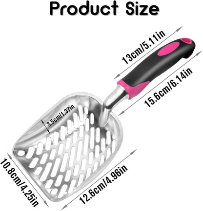 Cat Litter Scoop-Metal Cat Scooper-Long Handle Scoop,Cat Scooper-Poop Sifting-Mesh Shovel-Suitable