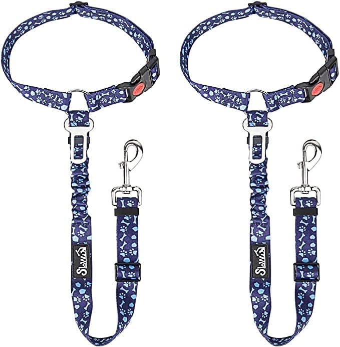 SlowTon Dog Seat Belt for Car, 2 Pack Dog Car Harness Seatbelt Adjustable with Elastic Bungee