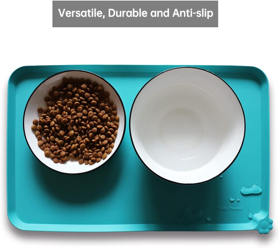 Hoki Found Silicone Non Slip Pet Feeding Mats - Dog Cat Bowl Placemats - Waterproof Food Mats for