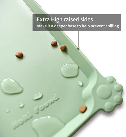 Hoki Found Silicone Non Slip Pet Food Mats - Bowl Placemat for Dogs Cats - Waterproof for Carpet