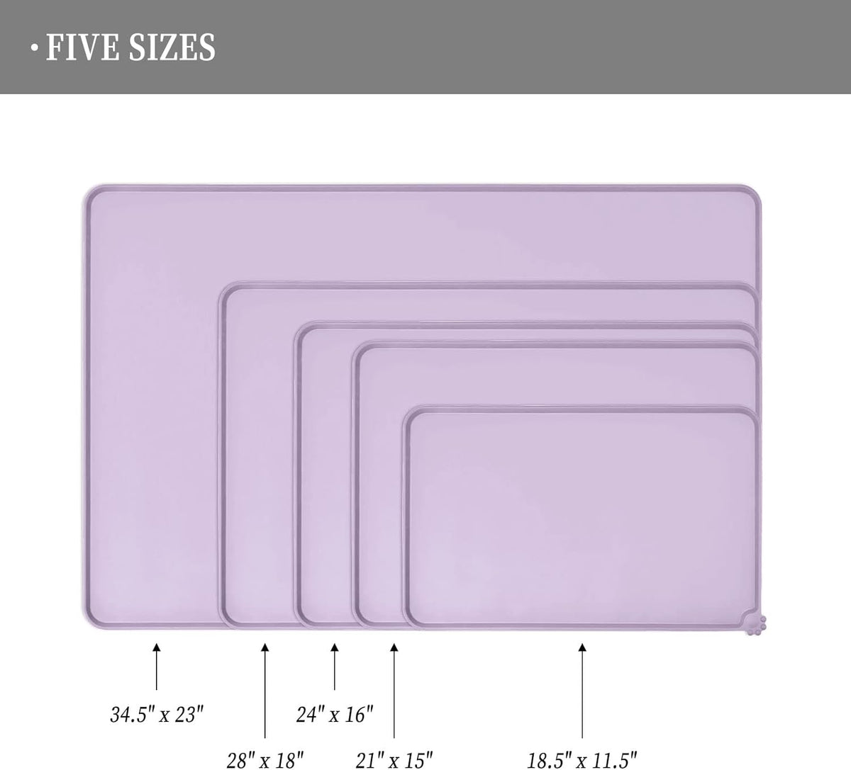 Waterproof Pet Feeding Mat with High Raised Edges, Heavier and Thicker Placemats for Cat Dog Water