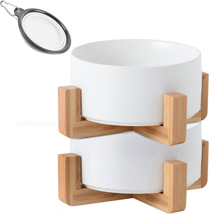 Petygooing Ceramic Dog Cat Bowl Set with Stand, Pet Dog Food and Water Dish,Medium Pet Bowls Anti