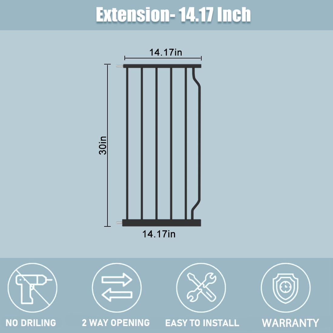 Extra Wide Baby Gate With 14.17in Extensions - Walk Through Pressure Mount Auto Close Child Safety
