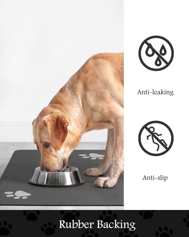 Pet Feeding Mat-Absorbent Dog Mat for Food and Water Bowl-No Stains Quick Dry Dispenser Mat-Dog