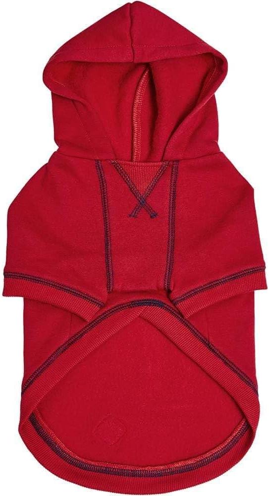 Blueberry Pet Essentials Hoodie – 12″ Soft French Terry Sweatshirt with Hood, Red, Award‑Winning