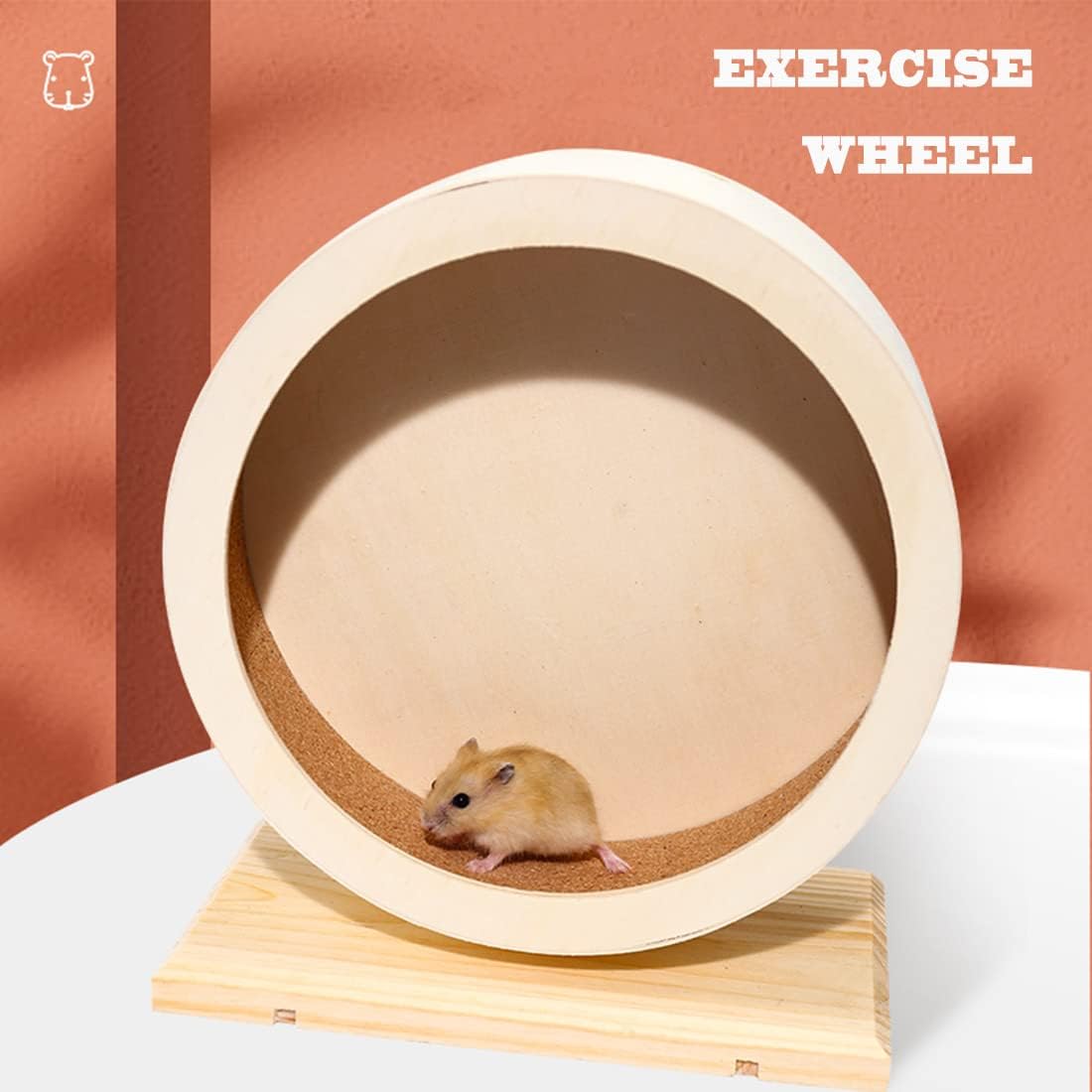antiai Hamster Wooden Silent Wheel, Small Animal Exercise Wheel Accessories, Quiet Spinner Hamster