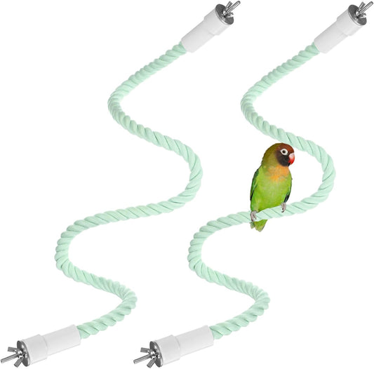 2-Pack Rope Perches for Bird Cages, 31.5 in Length Comfort Grip Flexible Rope Perch Beak & Paw