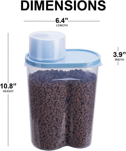 GreenJoy 2 Pack 2lb/2.5L Pet Food Storage Container with Measuring Cup, Can Covers and Bowl for