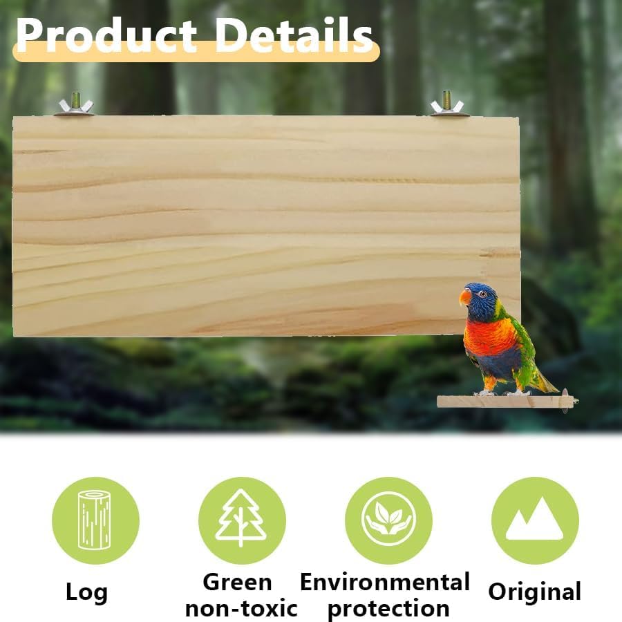 3 Pack Bird Perch Stand 12.4×5.3 Inch- Rectangular Wood Platform Wood Perch Stand Board Shelf for