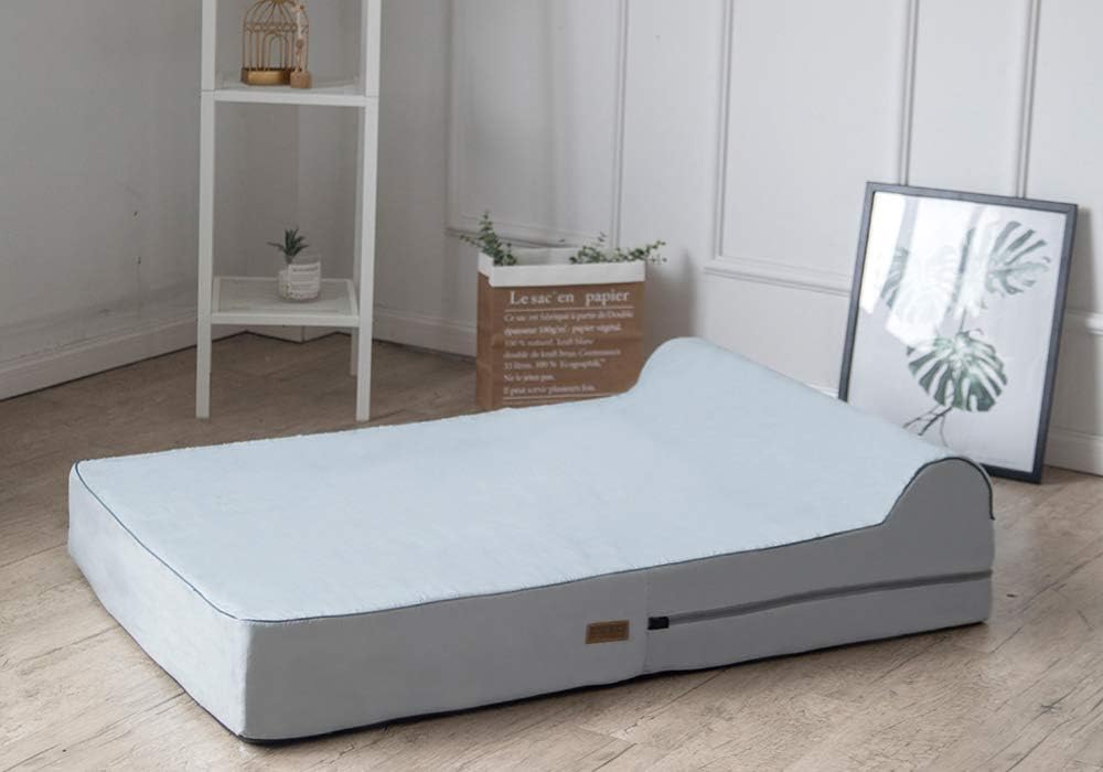 KOPEKS Orthopedic Memory Foam Dog Bed 7" Inch Thick Extra Large Dog Bed With Pillow Grey