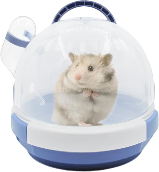 Hamster Carrier Cage Portable Cages Small Animals Carry Travel Case with Water Bottle Plastic