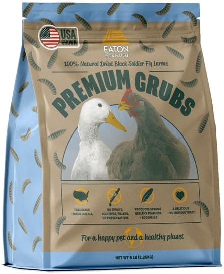 Eaton Pet and Pasture Premium Grubs, USA Grown Dried Black Soldier Fly Larvae, High Calcium Treat