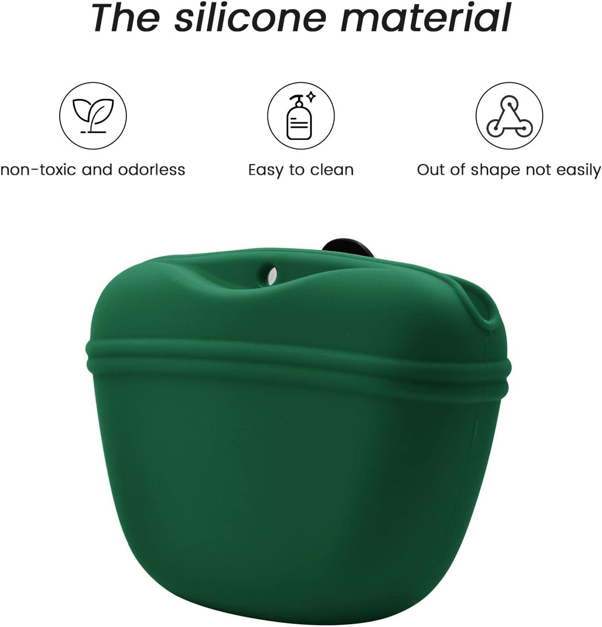 AUDWUD - Silicone Dog Treat Pouch - Clip on Portable Training Container - Convenient Magnetic
